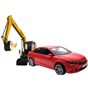 Excavator vs Red Car Scene Poster